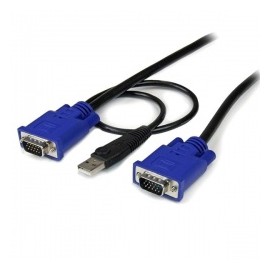 Startech.com Cable KVM Ultra Delgado 2 en 1, USB/VGA Macho - VGA Macho, 1.8 Metros, Negro