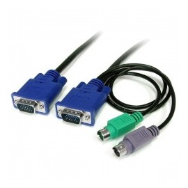 Startech.com Cable KVM Ultra Delgado 3 en 1, 2x PS2 Macho - 2x VGA Macho, 1.8 Metros, Negro