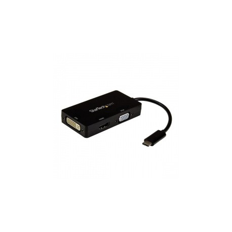 StarTech.com Adaptador Multipuertos USB-C Macho - HDMI-DVI-VGA Hembra, Negro