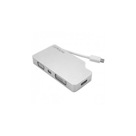 StarTech.com Adaptador 4 en 1 de Audio y Video para Viajes, USB-C a VGA, DVI, HDMI o mini DispayPort