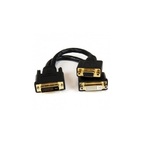 StarTech.com Cable Divisor para Terminales Wyse, DVI-I Macho - DVI-D y VGA Hembra, 20cm, Negro