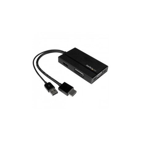 StarTech.com Adaptador de Viajes AV 3 en 1 HDMI - DisplayPort, VGA o DVI, Negro