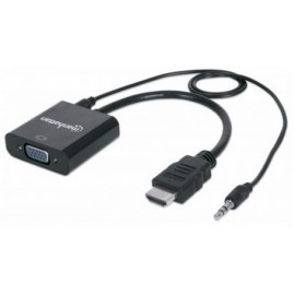 Manhattan Adaptador HDMI Macho - VGA Hembra, con Audio, Negro