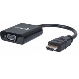 Manhattan Adaptador HDMI Macho - VGA Hembra, 22cm, Negro