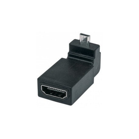 Manhattan Adaptador HDMI A Hembra - micro HMDI Macho, Ángulo de 90 Hacia Arriba