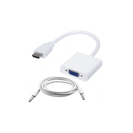 BRobotix Convertidor HDMI Macho - VGA Hembra  Audio, Blanco