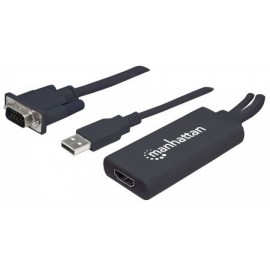 Manhattan Adaptador VGA (D-Sub)/USB - HDMI, 1920 x 1200 Pixeles, Negro