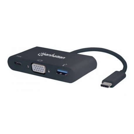 Manhattan Adaptador USB C Macho - VGA Hembra, Negro