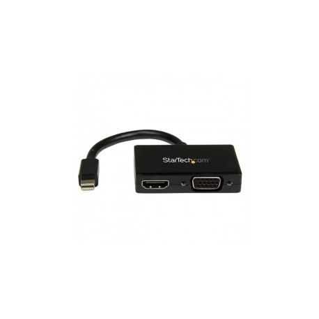 StarTech.com Adaptador Mini DisplayPort de Audio-Video para Viajes, Mini DisplayPort - HDMI o VGA, Negro