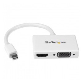 StarTech.com Adaptador Mini DisplayPort de Audio-Video para Viajes, Mini DisplayPort - HDMI o VGA, Blanco