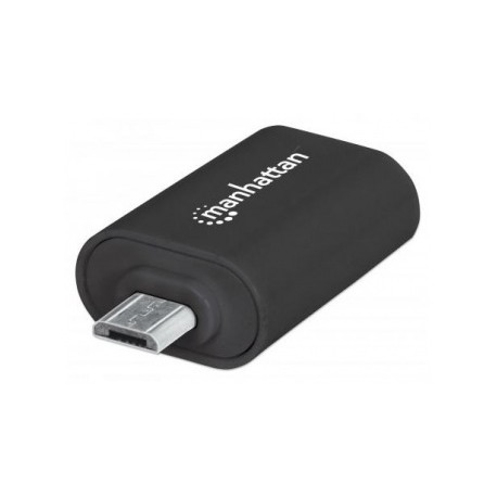 Manhattan Adaptador imPORT OTG USB, micro-USB A - USB A, Negro