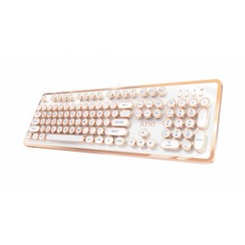 Teclado Azio MK-RETRO, Alámbrico, USB, Oro Blanco (Inglés)