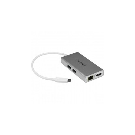 StarTech.com Hub USB-C Multifunción para Laptops, 2x USB 3.0, 1x HDMI, 1x RJ-45, Plata