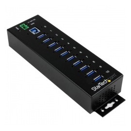 StarTech.com Hub Concentrador Industrial, 5000 Mbits, USB 3.0 de 10 Puertos, Negro