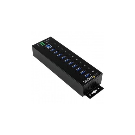 StarTech.com Hub Concentrador Industrial, 5000 Mbits, USB 3.0 de 10 Puertos, Negro