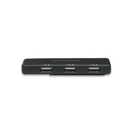 Manhattan Hub USB 2.0 de Alta Velocidad de Bolsillo, 7 Puertos, 480 Mbits, Negro