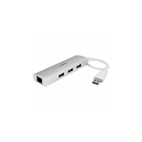 StarTech.com Hub Concentrador de 3 Puertos USB 3.0 con Adaptador de Red Ethernet Gigabit