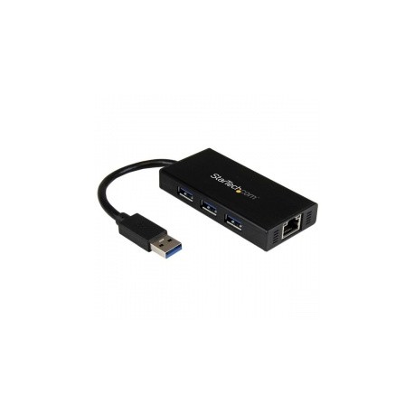 StarTech.com Hub USB 3.0 de Aluminio con 3 Puertos USB y Adaptador de Red Ethernet Gigabit