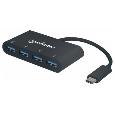 Manhattan Hub USB 3.0, 4 Puertos, 5000 Mbit/s, Negro