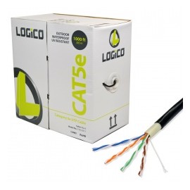 Logico Bobina de Cable Cat5e UTP para Exteriores, 305 Metros, Negro