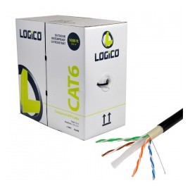 Logico Bobina de Cable Cat6 UTP para Exteriores, 305 Metros, Negro