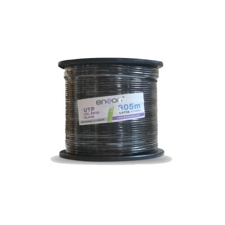 Enson Bobina de Cable Cat5e UTP Pro-II con Gel para Exteriores, 305 Metros, Negro