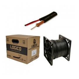 Logico Bobina de Cable Coaxial Siamese RG59, 305 Metros, Negro