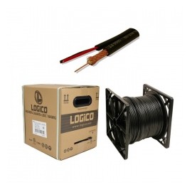 Logico Bobina de Cable Coaxial Siamese RG59, 152 Metros, Negro