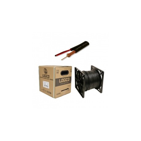 Logico Bobina de Cable Coaxial Siamese RG59, 152 Metros, Negro