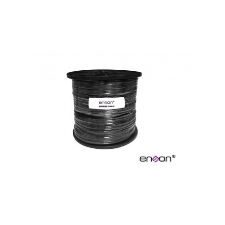 Enson Bobina de Cable RG59 Siamés, 305 Metros, Negro