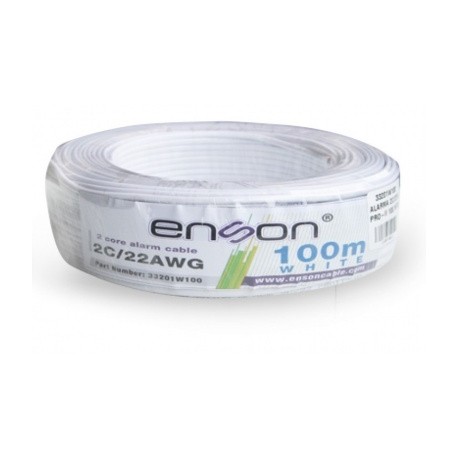 Enson Bobina de Cable Alarma 33201W100 2C/22W PRO-II, 100 Metros, Blanco