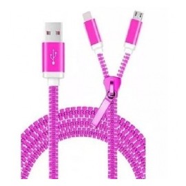 LevyDal Cable USB A Macho - Micro-USB B Macho/Lightning Macho, Rosado