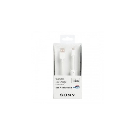 Sony Cable USB A Macho - Micro-USB B Macho, 1.5 Metros, Blanco