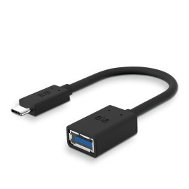 PureGear Cable USB C Macho - USB A Hembra, 12cm, Negro