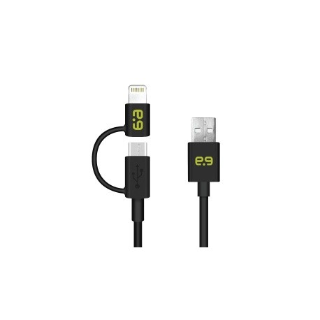 Pure Gear Cable 2 en 1, USB A Macho - Micro-USB B Macho/Lightning, Negro