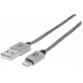 Manhattan Cable USB 2.0 A Macho - Lightning Macho, 1 Metro, Plata