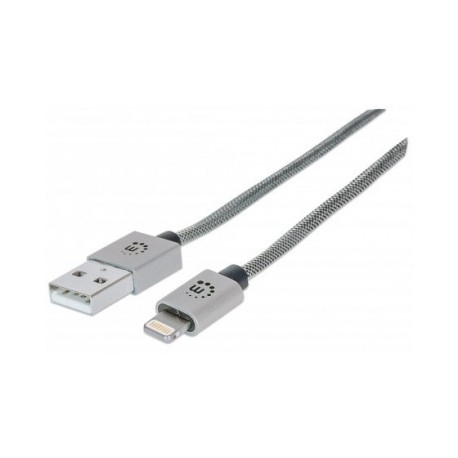 Manhattan Cable USB 2.0 A Macho - Lightning Macho, 1 Metro, Plata