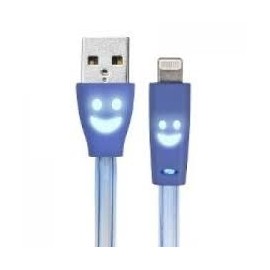 Ginga Cable Luminoso USB A Macho - Lightning Macho, 1 Metro, Azul, para iPhone 5