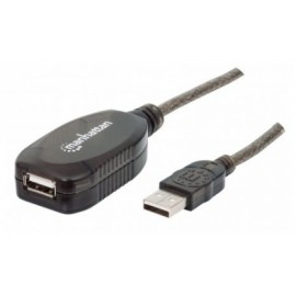 Manhattan Cable USB A Macho - USB A Hembra, 10 Metros, Negro