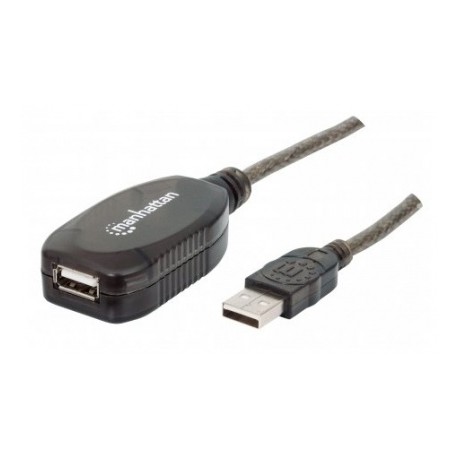 Manhattan Cable USB A Macho - USB A Hembra, 10 Metros, Negro