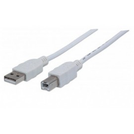 Manhattan Cable de Alta Velocidad USB 2.0 A Macho - USB 2.0 B Macho, 1.8 Metros, Blanco