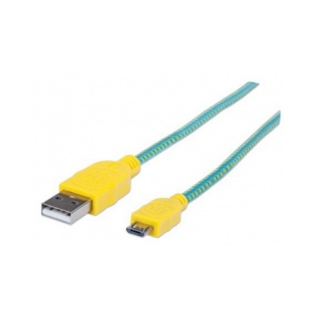 Manhattan Cable con Recubrimiento Textil USB 2.0 A Macho - Micro-USB 2.0 B Macho, 1 Metro