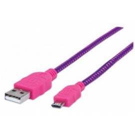 Manhattan Cable con Recubrimiento Textil USB 2.0 A Macho - Micro-USB 2.0 B Macho, 1 Metro