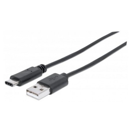 Manhattan Cable USB C de Alta Velocidad, USB C Macho - USB A Macho, 1 Metro, Negro