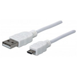 Manhattan Cable para Dispositivos USB de Alta Velocidad, USB 2.0 A Macho - micro USB 2.0 B Macho, 1.8 Metros, Blanco