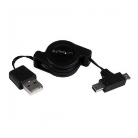 StarTech.com Cable Retráctil USB 2.0 A Macho - mini USB B y micro USB B Macho, 76cm, Negro