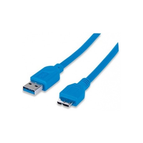 Manhattan Cable USB 3.0, USB A Macho - micro USB B Macho, 1 Metro, Azul