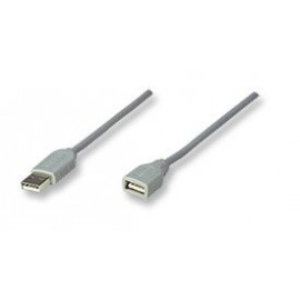 Manhattan Cable Extension USB Macho - USB Hembra, 1.8 Metros, Gris