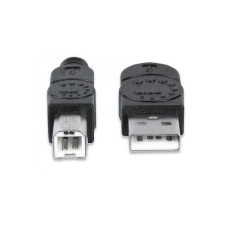 Manhattan Cable USB 2.0, USB A Macho - USB B Macho, 1.8 Metros, Negro