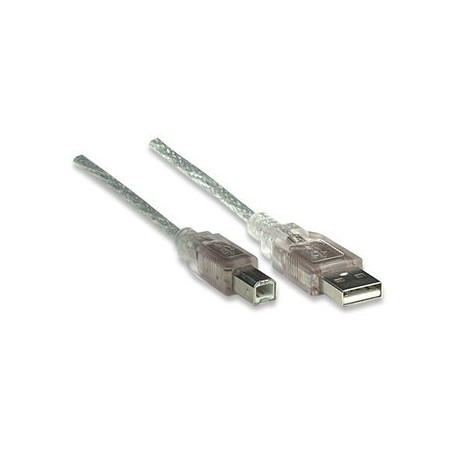 Manhattan Cable de Alta Velocidad USB 2.0, USB A Macho - USB B Macho, 1.8 Metros, Plata